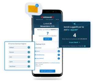 notifiche nuovi bandi di gara disponibili Schermata di esempio di alert automatici nuovi bandi di gara -